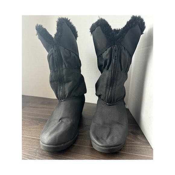 Walkables Comfort Shoes Black Front Zip Lined Winter Heel Boots Size 9 - Picture 4 of 12